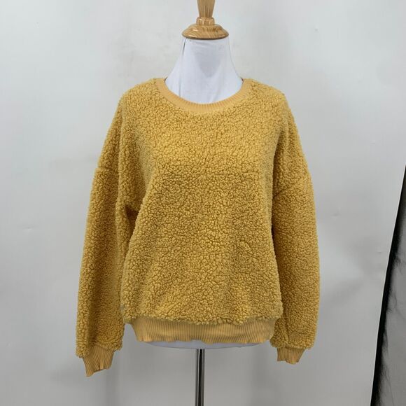Sky and Sparrow Woobie Sweatshirt Womens M Medium Cheddar Soft Fuzzy Pullover - Picture 3 of 13